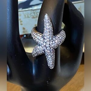 Sterling Silver Starfish Ring • 925 CZ Sparkle